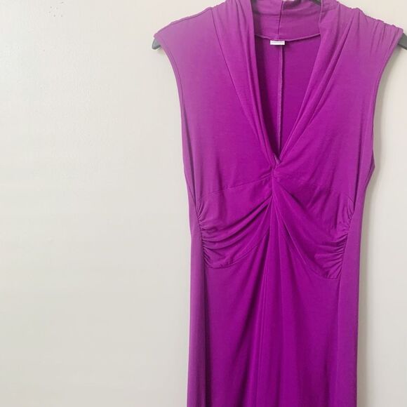 Three Dots Purple Twist Front Jersey Dress Size Small - Picture 6 of 9